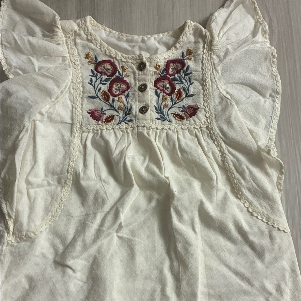 Embroidered White Kids Top